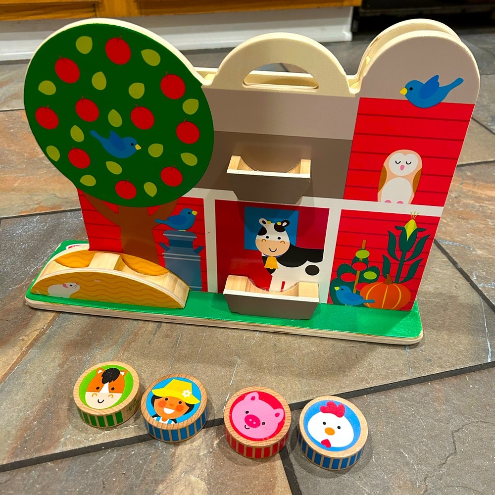 Melissa & Doug GO Tots Montessori Wooden Barnyard Tumble with 4 Disks